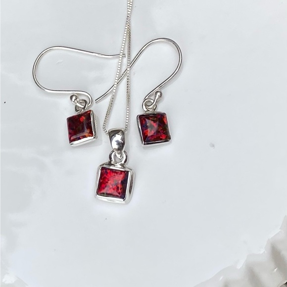 💥SET💥Red Fire Opal Necklace & Earrings - Picture 7 of 14
